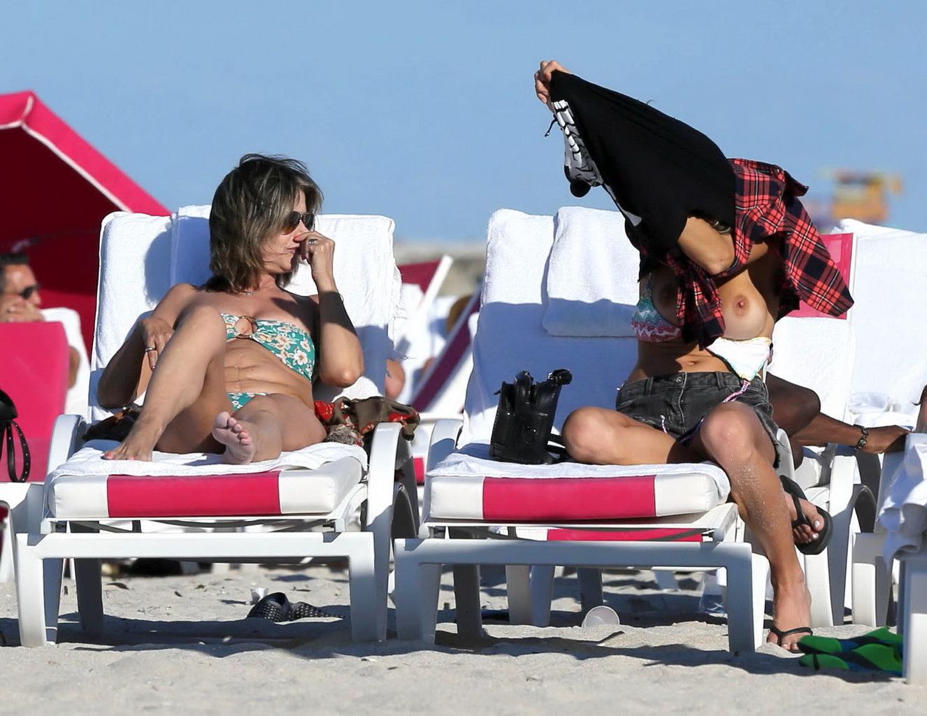 16P Martha Graeff caught topless at the beach in Miami