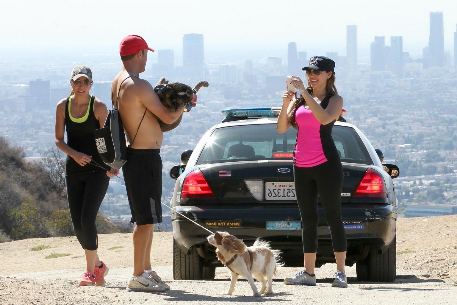 16P Kelly Brook shows off her curvy body in tight sports outfit while hiking in Los 
