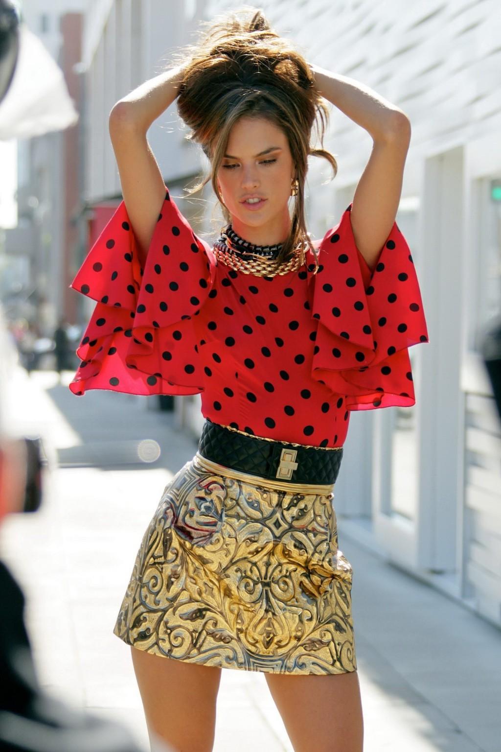 16P Alessandra Ambrosio leggy  showing ass on the set of a photoshoot in Beverly Hil