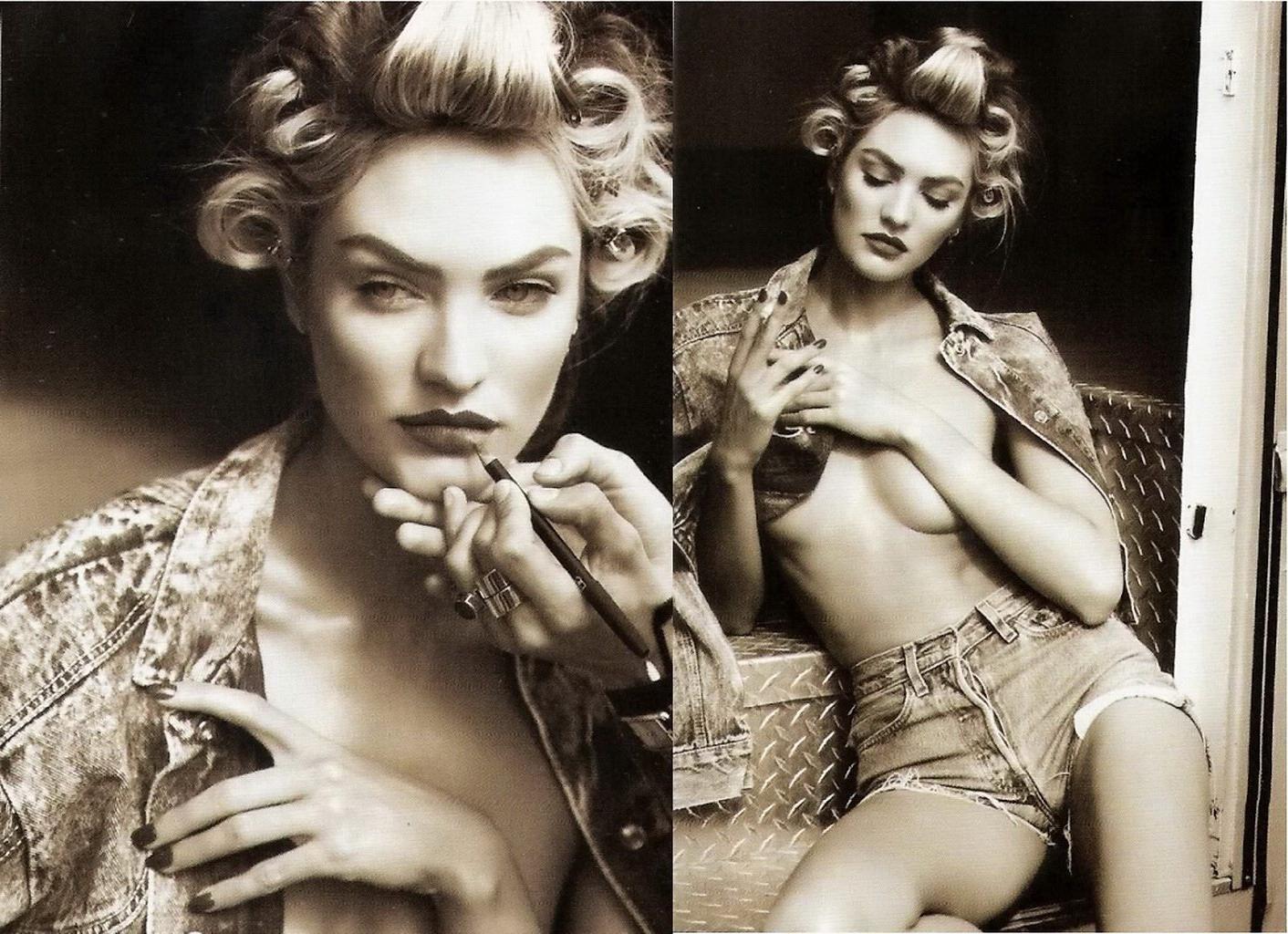 16P Candice Swanepoel topless but hiding her boobs in April 2013 issue of Spanish Vo