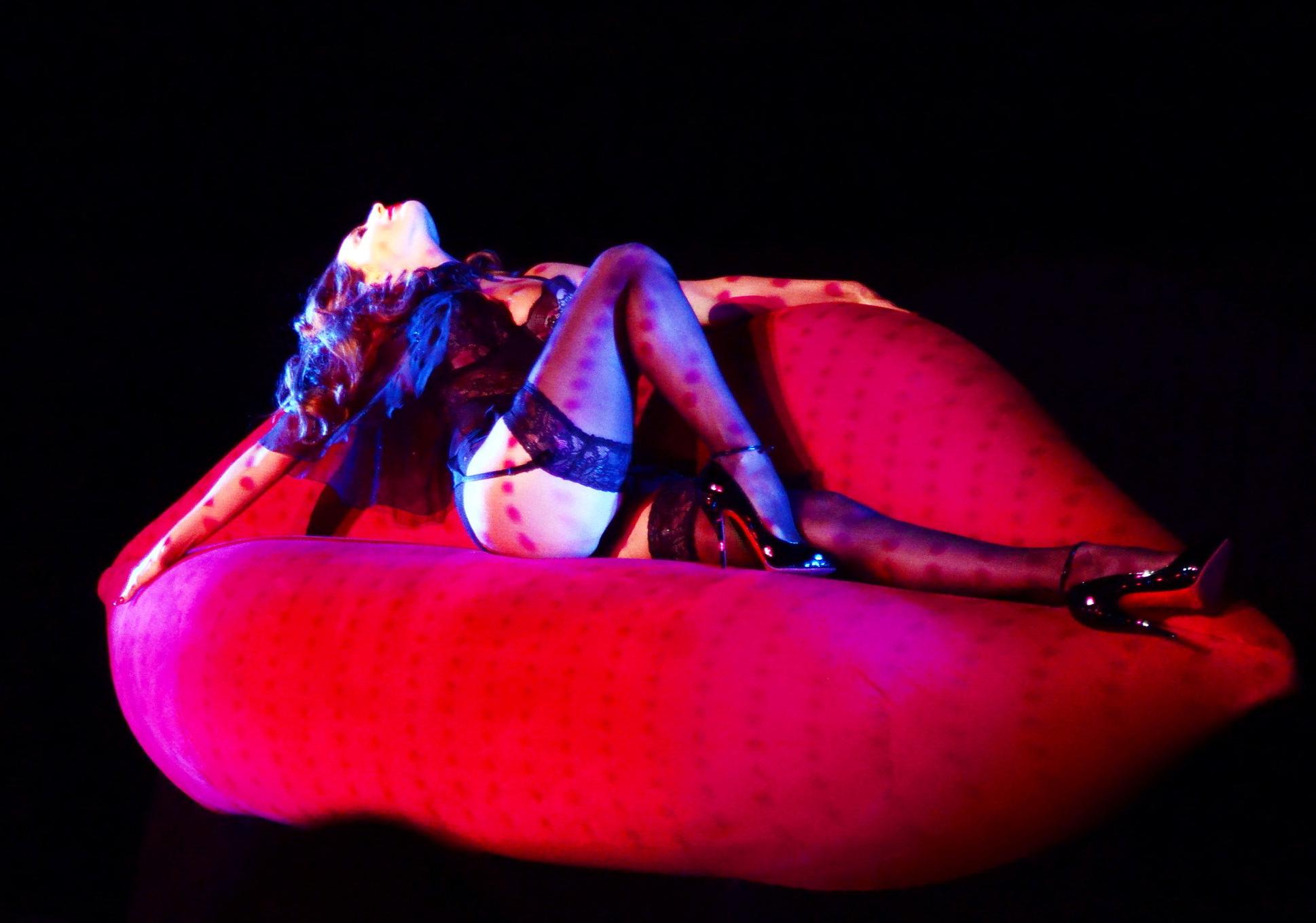 9P Kelly Brook in lingerie performing on Crazy Horse 'Forever Crazy' show in London