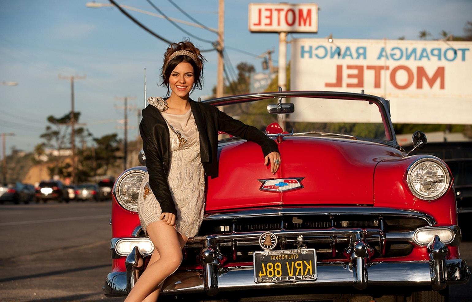 16P Victoria Justice in mini dress for the Chevy old timer photoshoot