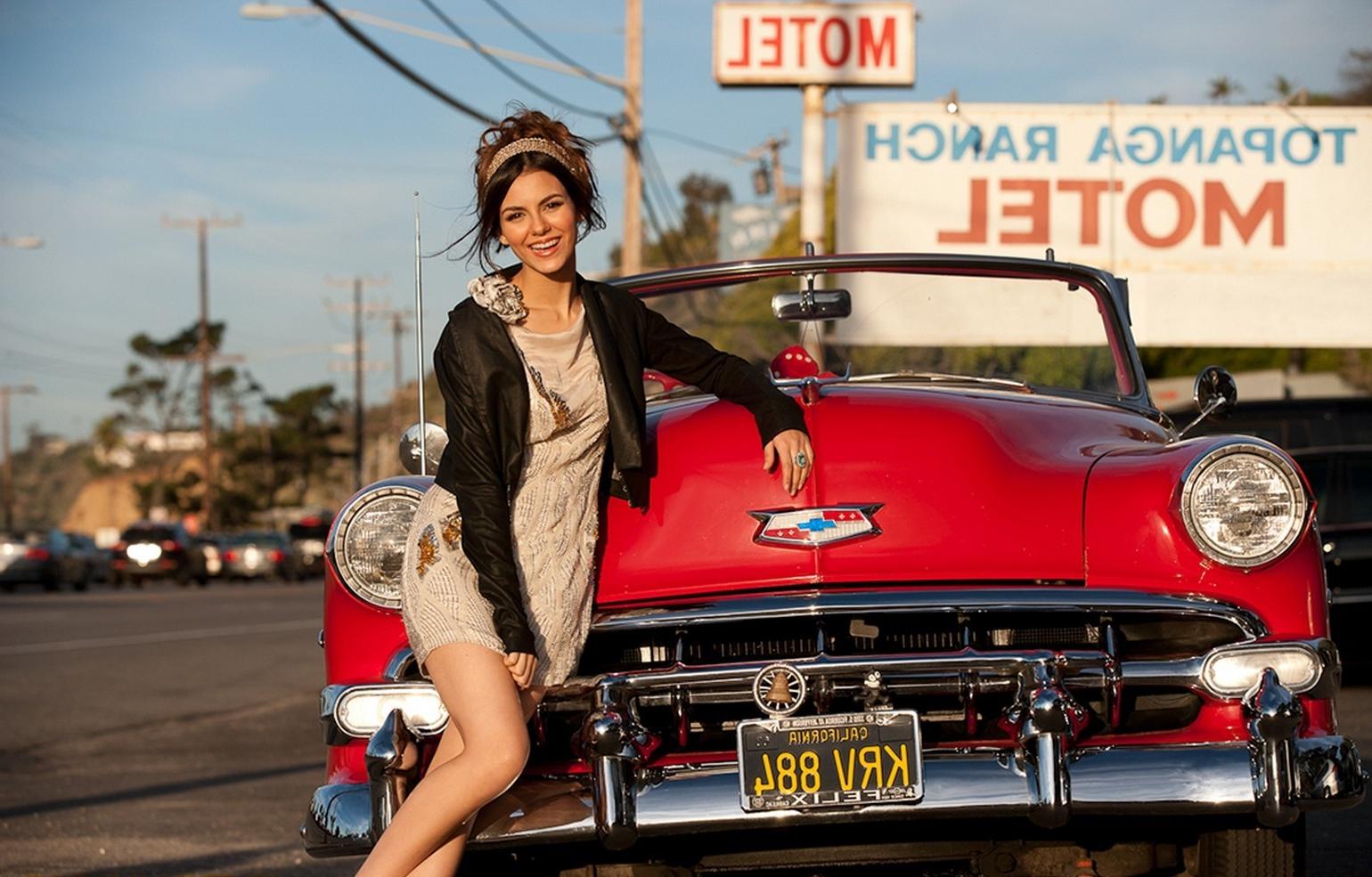 16P Victoria Justice in mini dress for the Chevy old timer photoshoot