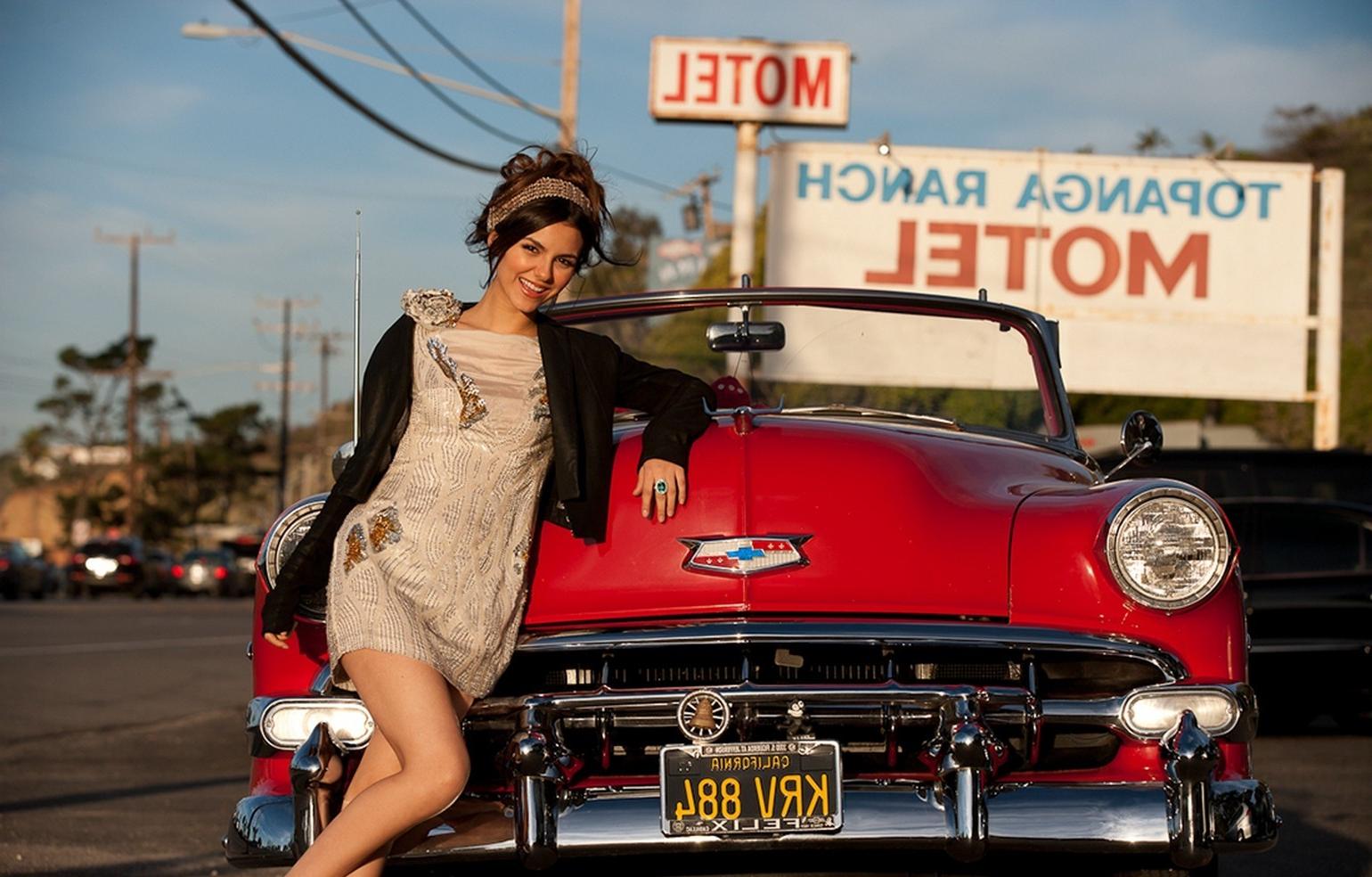 16P Victoria Justice in mini dress for the Chevy old timer photoshoot