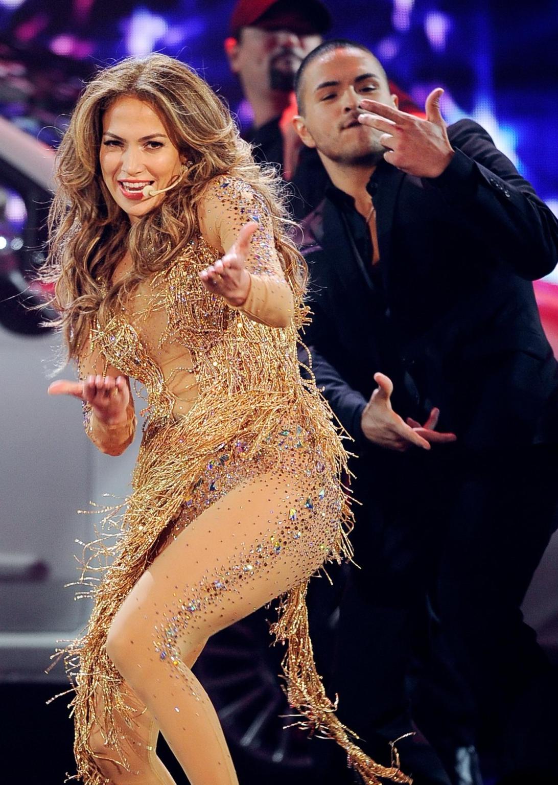 16P Jennifer Lopez in see-through outfit performing at the American Music Awards in 