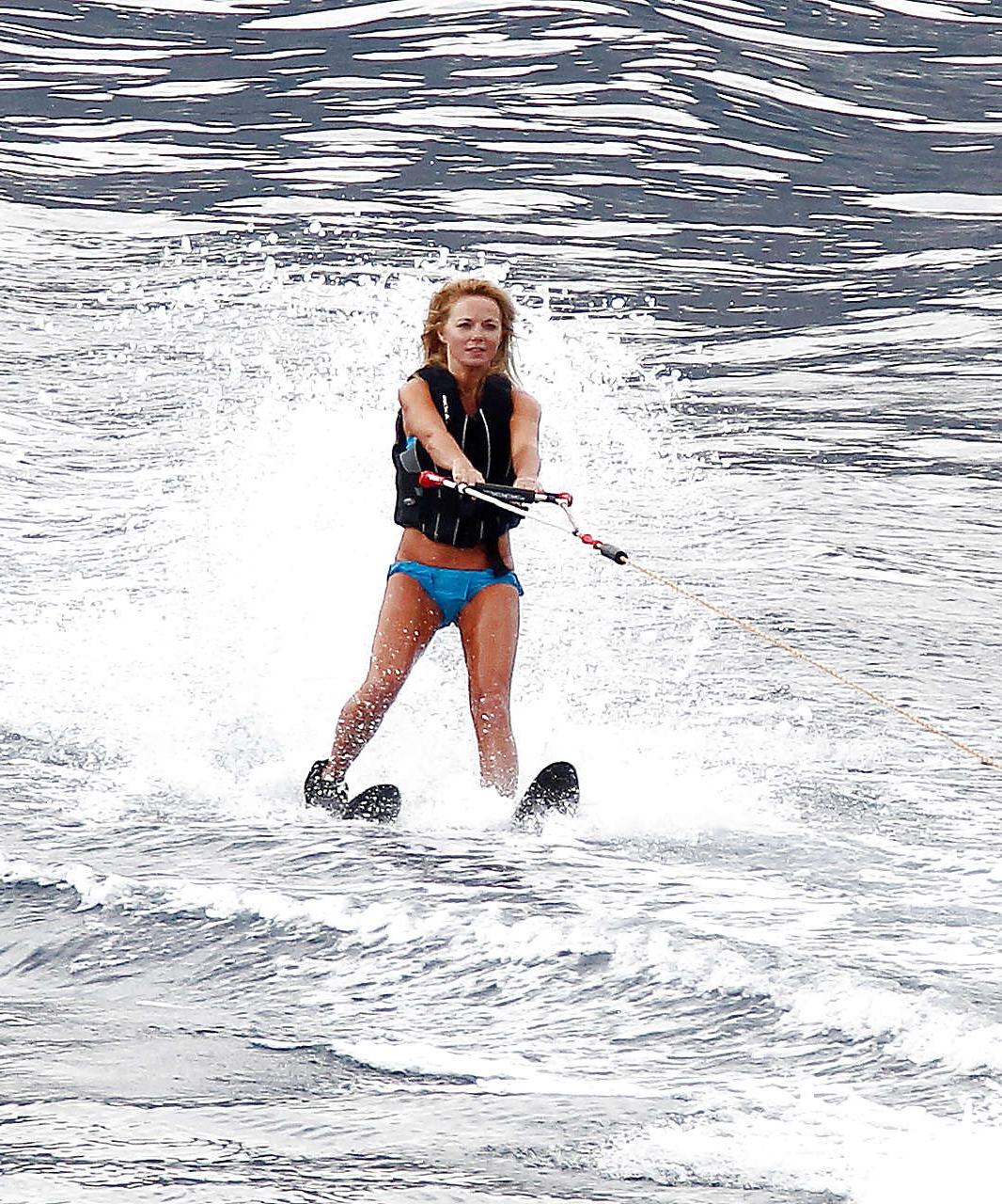 16P Geri Halliwell caught topless on yacht while changing her bikini top paparazzi p