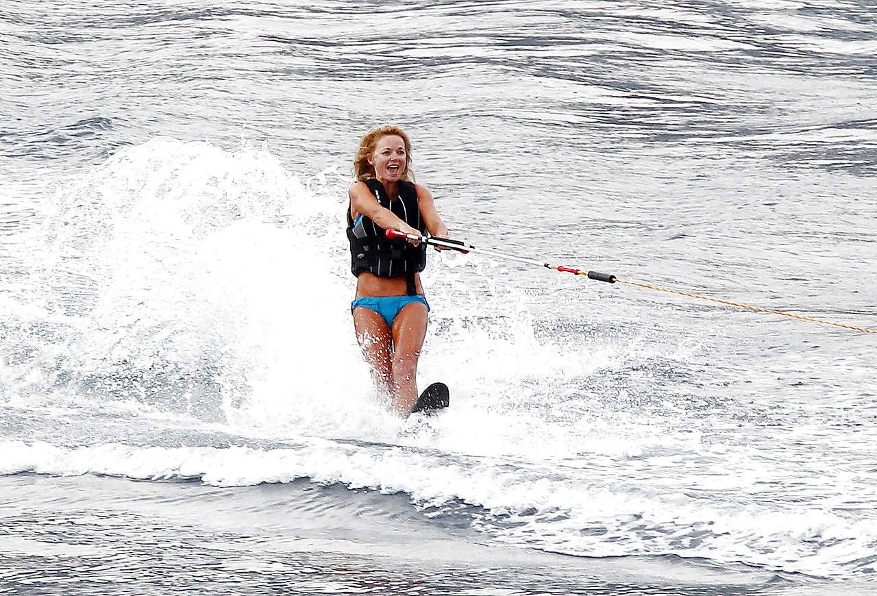16P Geri Halliwell caught topless on yacht while changing her bikini top paparazzi p