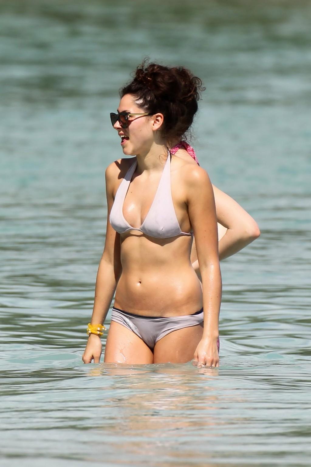 16P Eliza Doolittle showing ass crack in bikini on the beach in Barbados