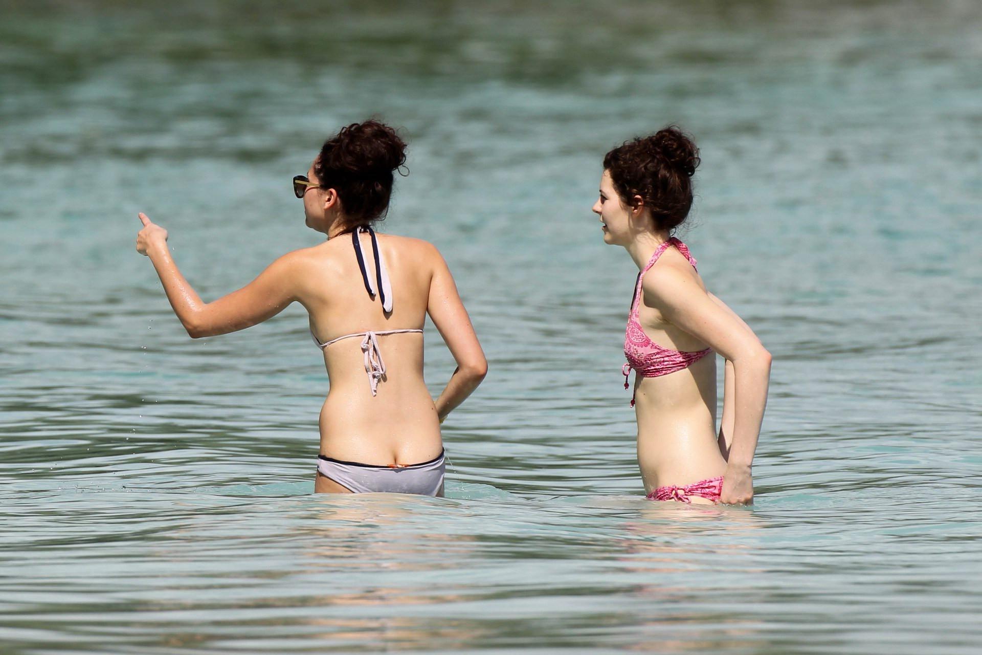 16P Eliza Doolittle showing ass crack in bikini on the beach in Barbados