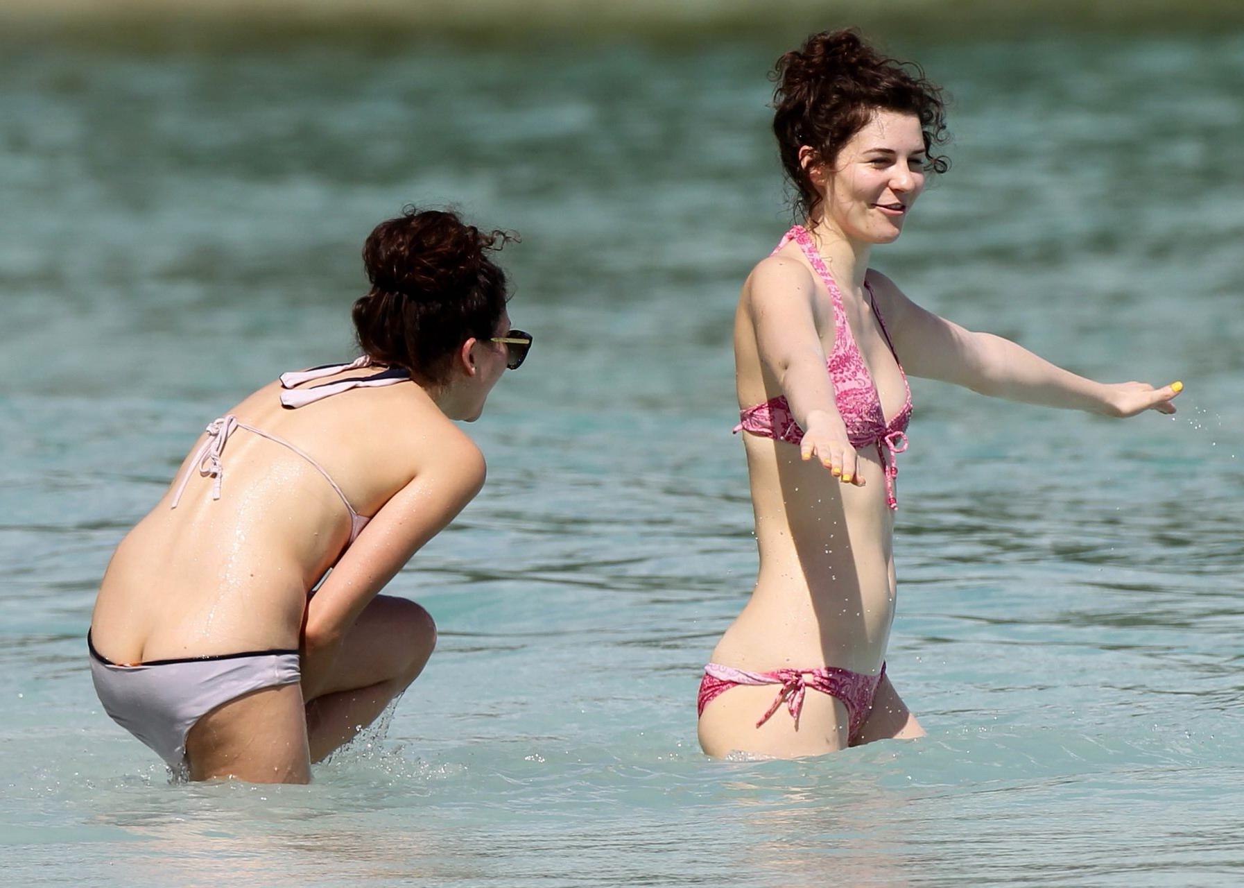 16P Eliza Doolittle showing ass crack in bikini on the beach in Barbados