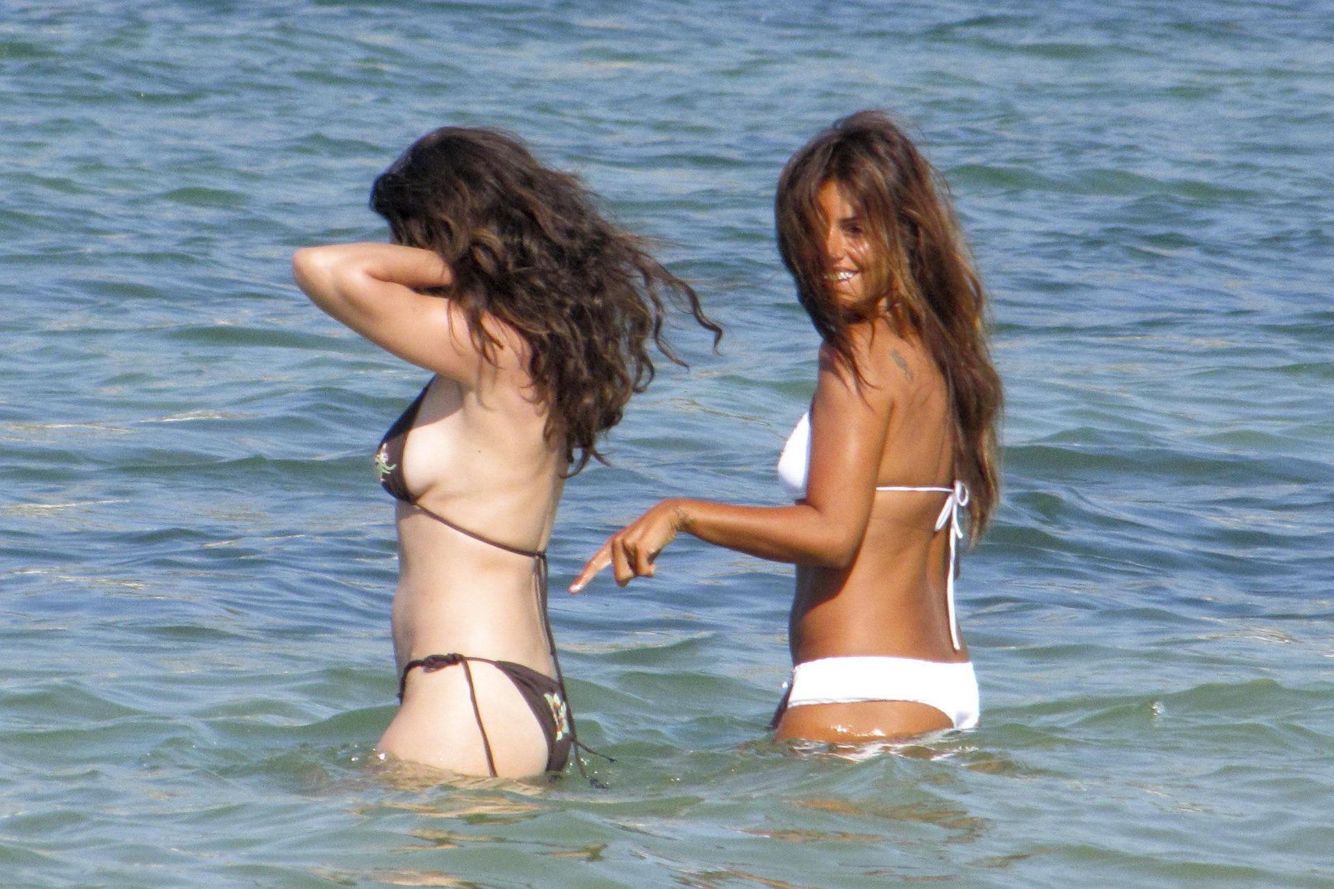 15P Monica Cruz wearing sexy bikini on the beach in Ibiza