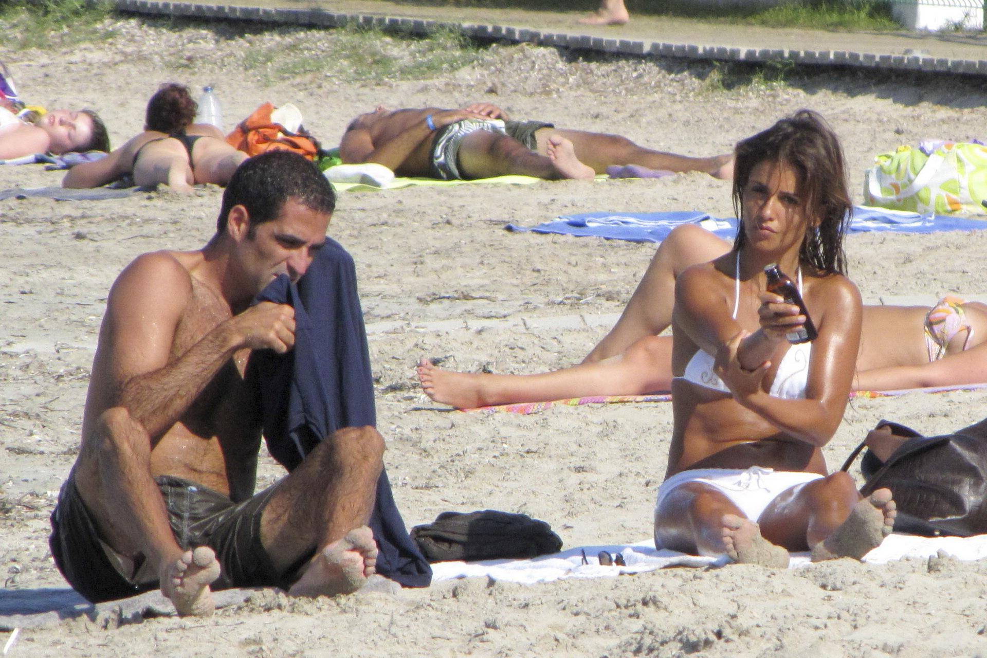 15P Monica Cruz wearing sexy bikini on the beach in Ibiza