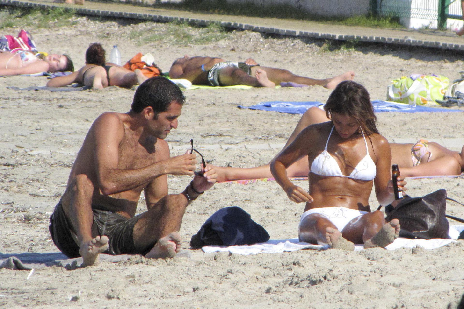 15P Monica Cruz wearing sexy bikini on the beach in Ibiza