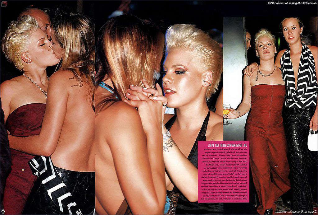 10P Kristanna Loken exposing her nice tits in movie and caught in lesbian kiss papar