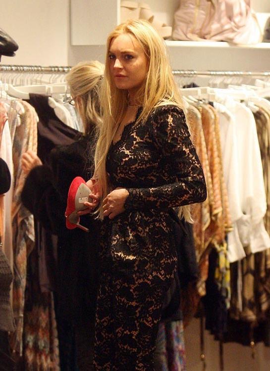 15P Lindsay Lohan showing perky see thru tits