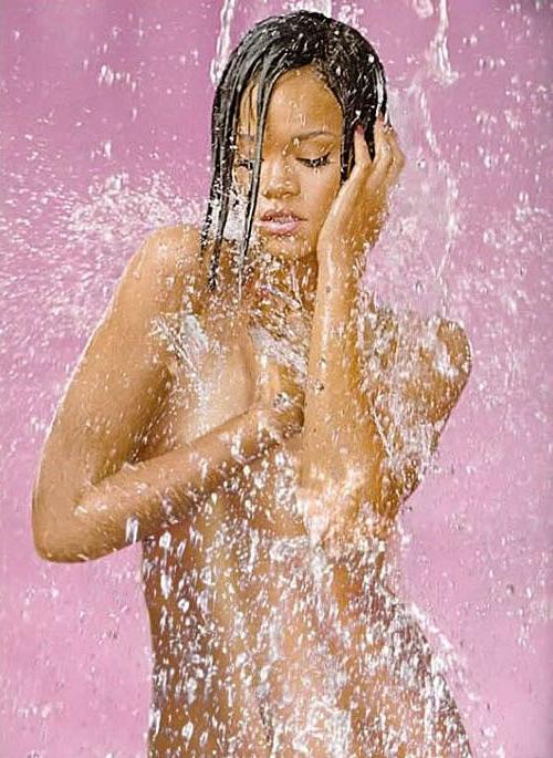 10P Rihanna exposing her nice big tits and posing topless for some photoshoot
