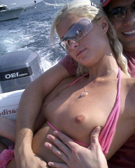 16P Celeb Paris Hilton paparazzi nude perky tits