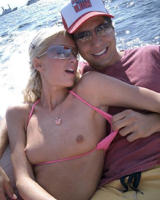 16P Celeb Paris Hilton paparazzi nude perky tits