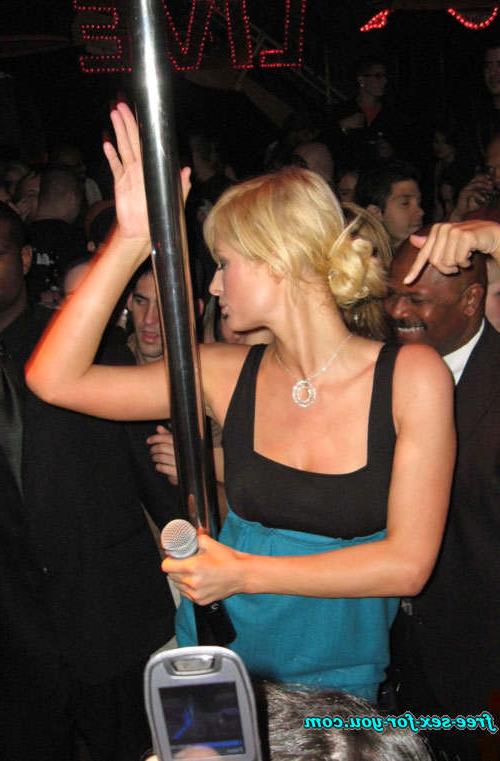 16P Paris Hilton showing shaved pussy and perky tits