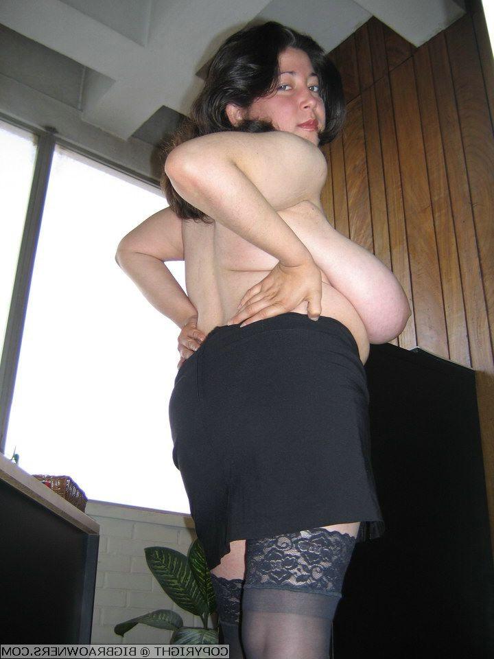 15P Secretary plays with her huge tits at work