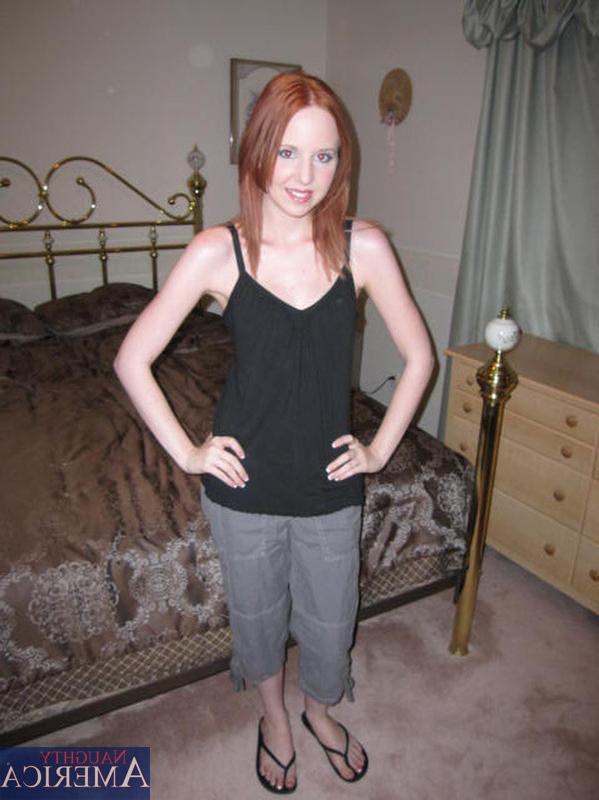 14P petite little redhead shows her bald pussy
