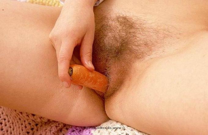16P hairy redhead teen masturbating with a vegetable