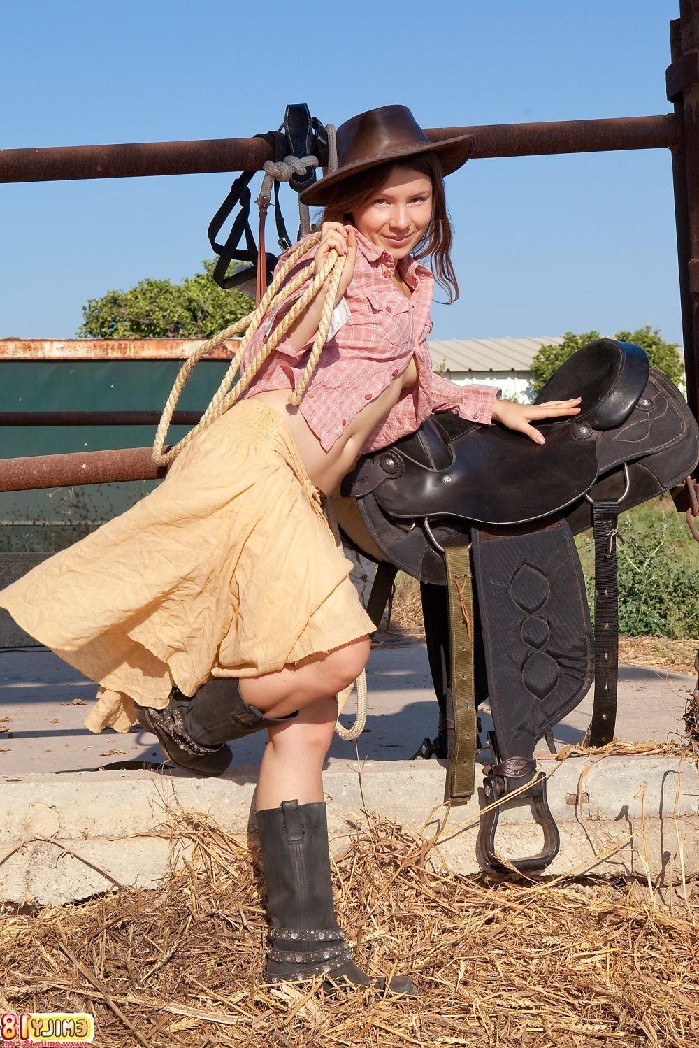 16P Petite cow girl revealing her tiny tits and sweet pussy