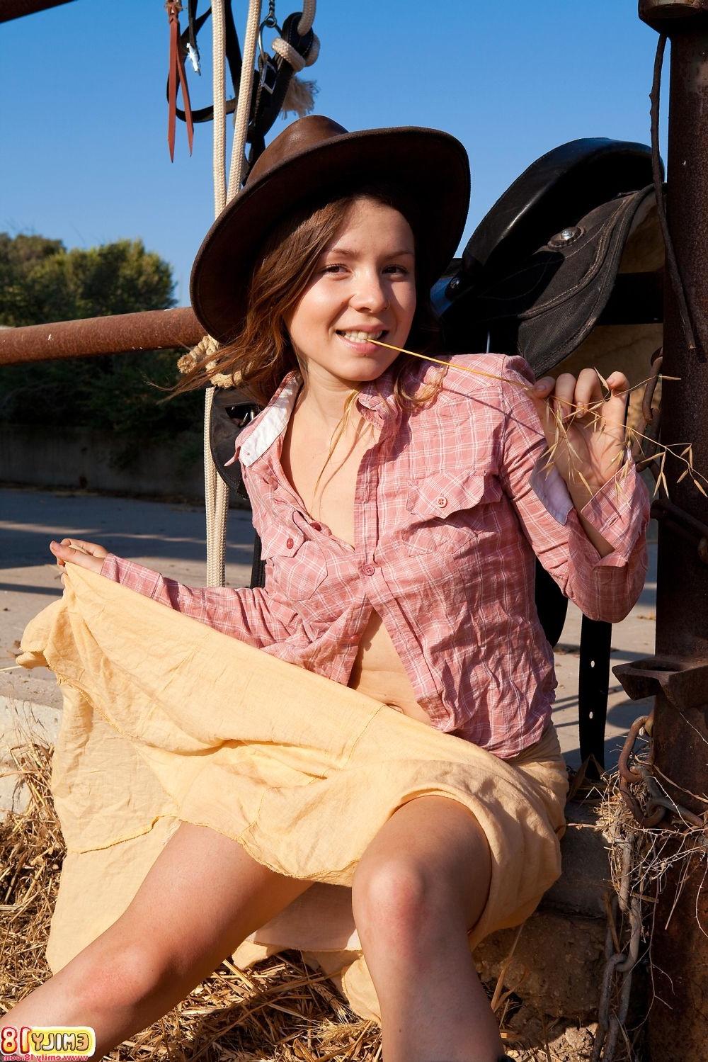16P Petite cow girl revealing her tiny tits and sweet pussy