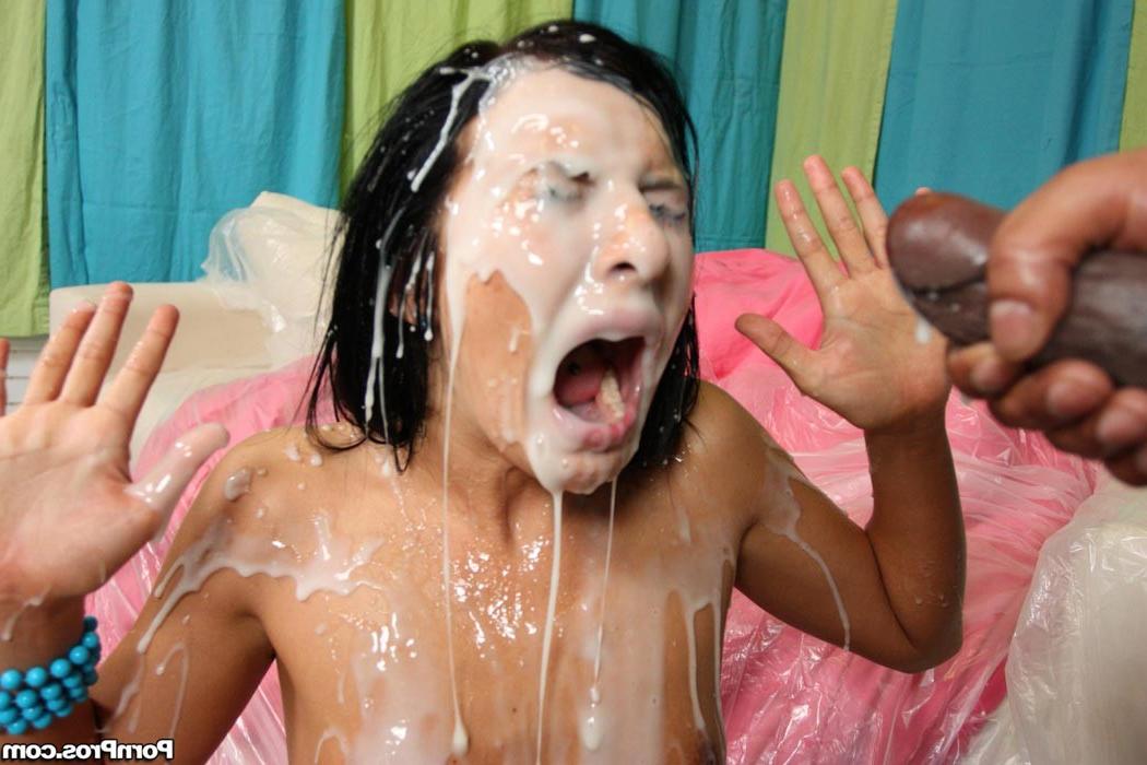 16P Horny babes getting drenched in cum