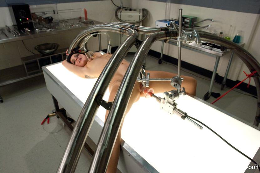 15P Brand new hottie strapped down in a sci-fi lab with cold metal machines working 