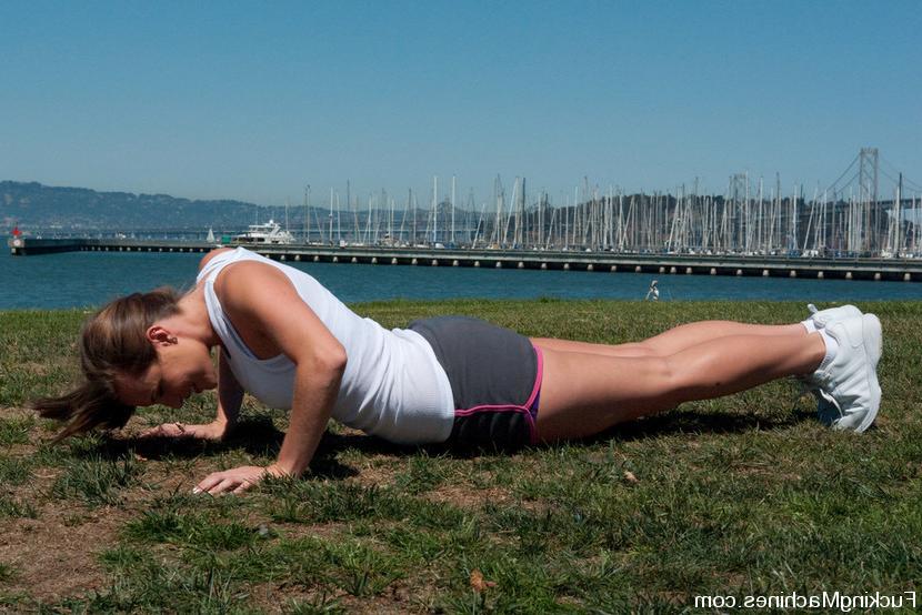15P Harmony Rose made to exercise, sweats doing sit-ups while being fucked by hand p