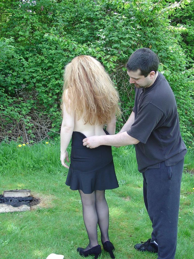15P Horny gorgeous blonde babe ass gets spanked in outdoors
