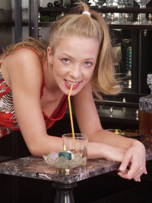 15P Pigtailed blonde smoking and toying