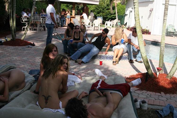 16P Hot drunk babes in bikini poolside hardcore orgy sex party