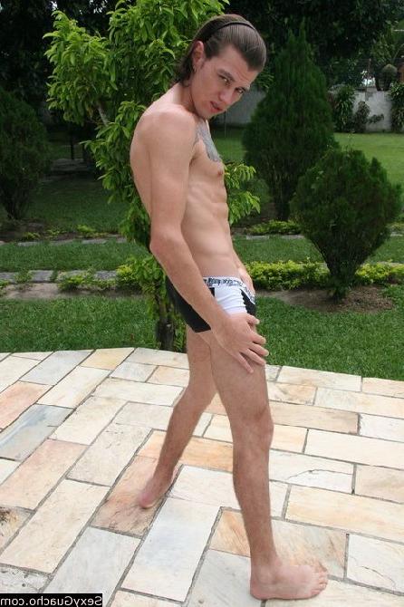 12P Teasing Latino guy shows off his ass then he jerks off near the pool