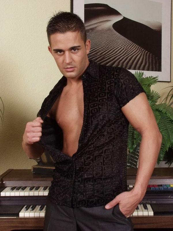 12P Martin stroking his organ by the piano
