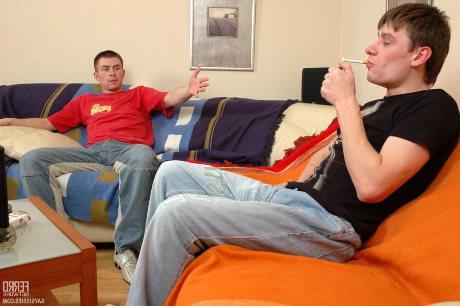 20P Steamy gay sissy in tights eats fat dick before jumping on it