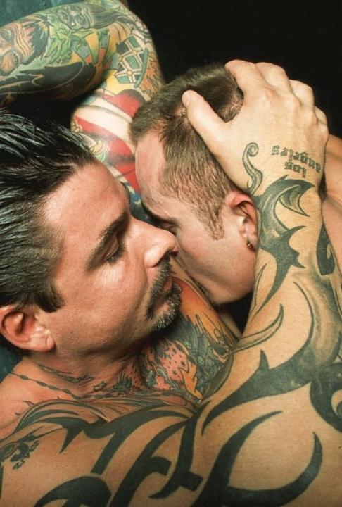 20P Tattooed muscle bears sucking and fucking in a billiard parlour