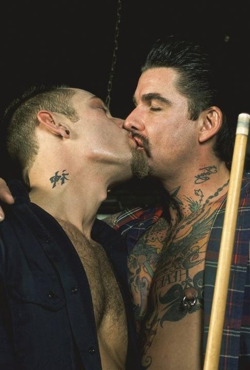 20P Tattooed muscle bears sucking and fucking in a billiard parlour