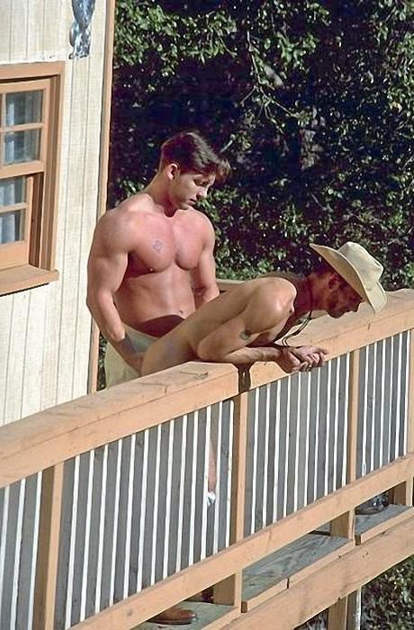20P Two tanned cowboys sucking and rimming and fucking on the porch