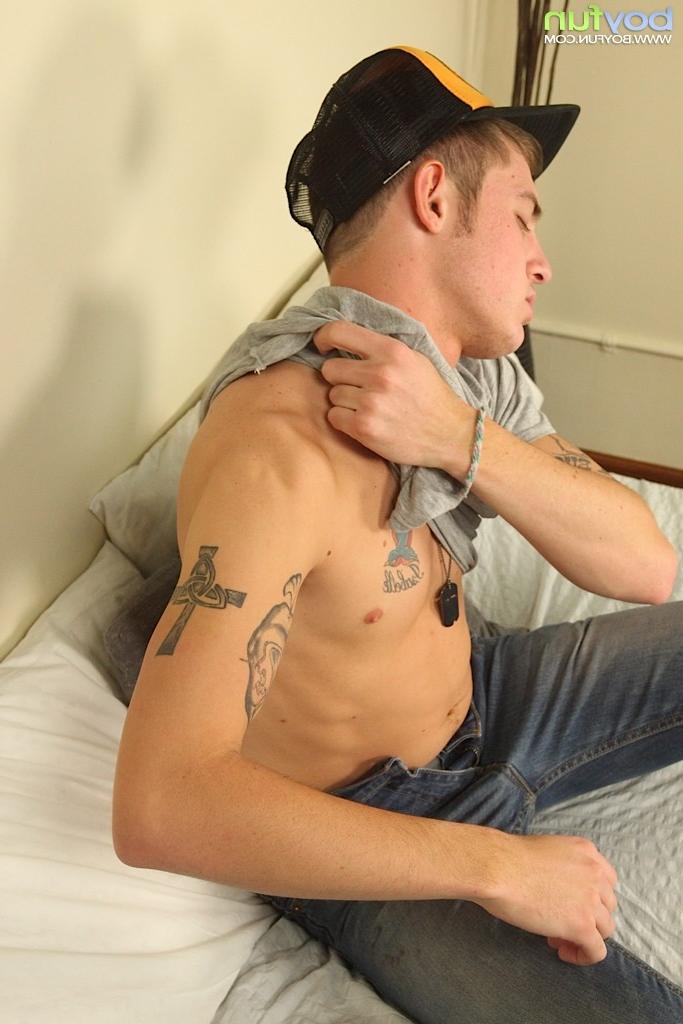 15P James Ryder stroking his long hard cock.