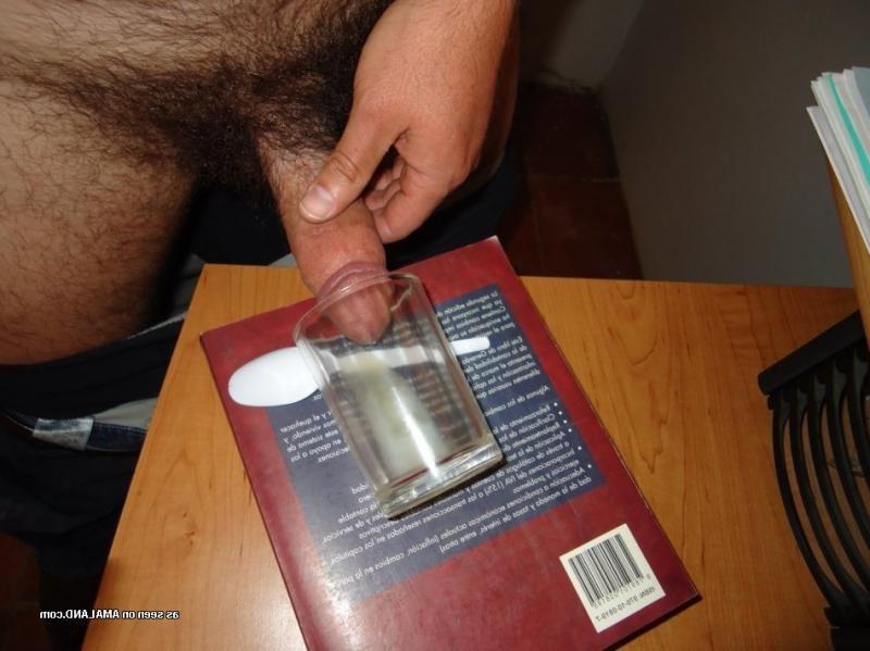 15P Nasty amateur horny jock cums in a shot glass