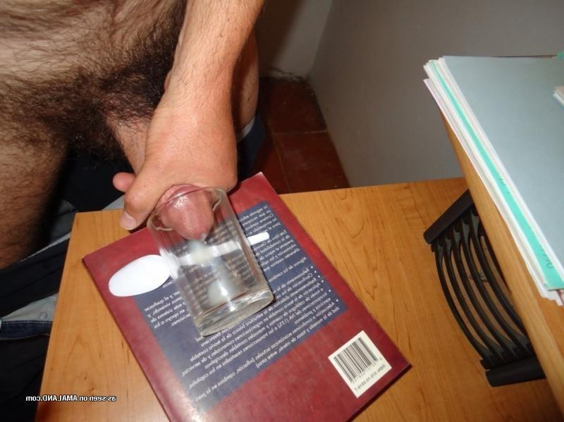 15P Nasty amateur horny jock cums in a shot glass