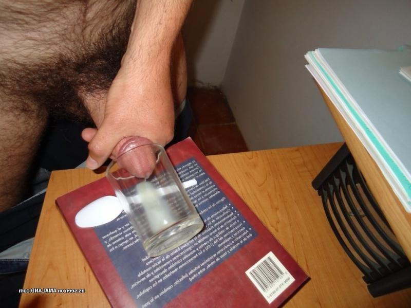 15P Nasty amateur horny jock cums in a shot glass