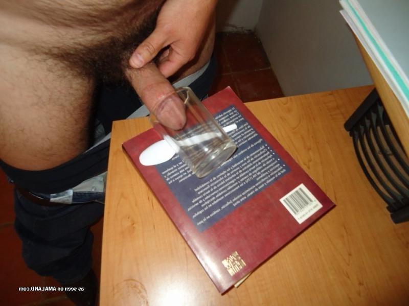 15P Nasty amateur horny jock cums in a shot glass