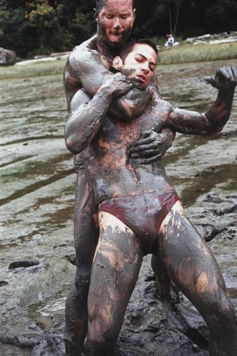 20P Muscle couple wrestling and thrusting  in the dirt