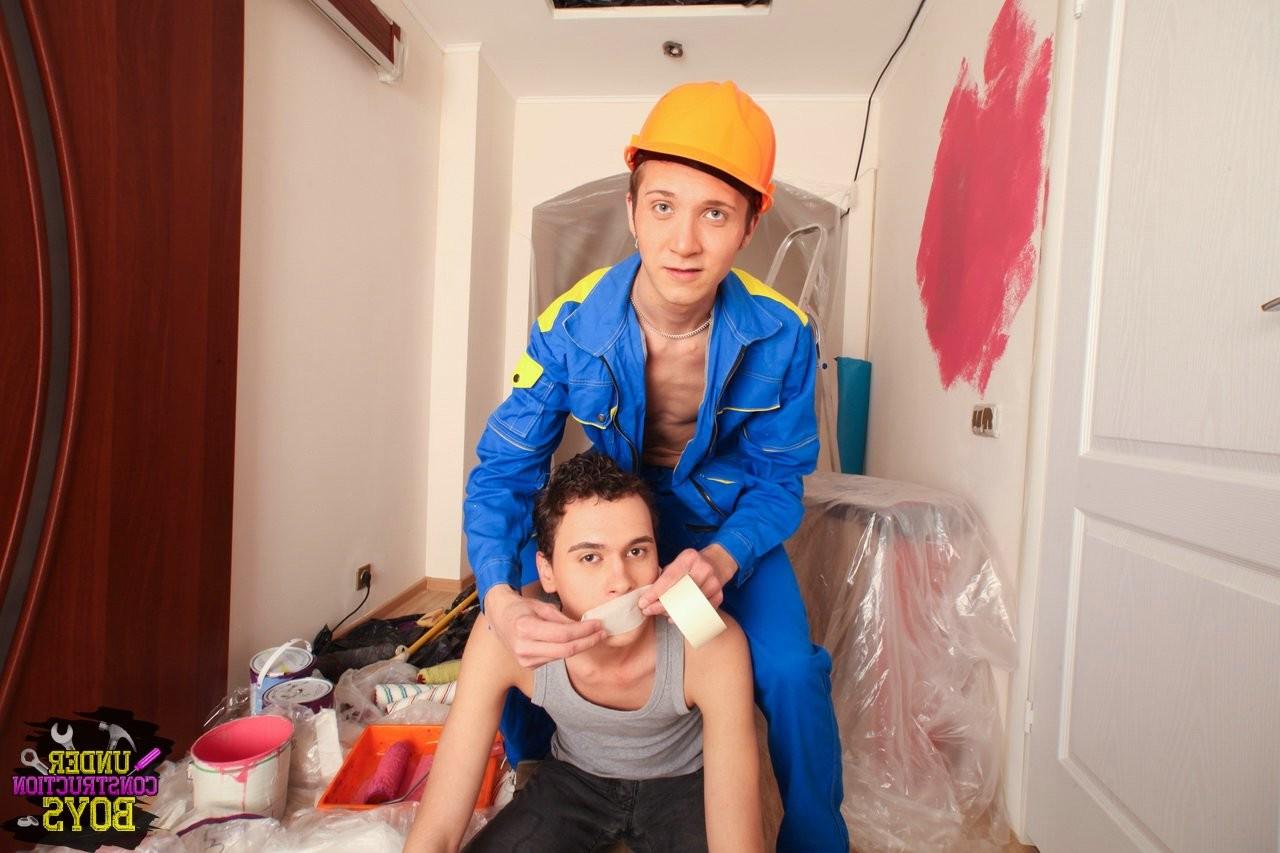 15P Submissive teen twink bends over for his chief to fuck