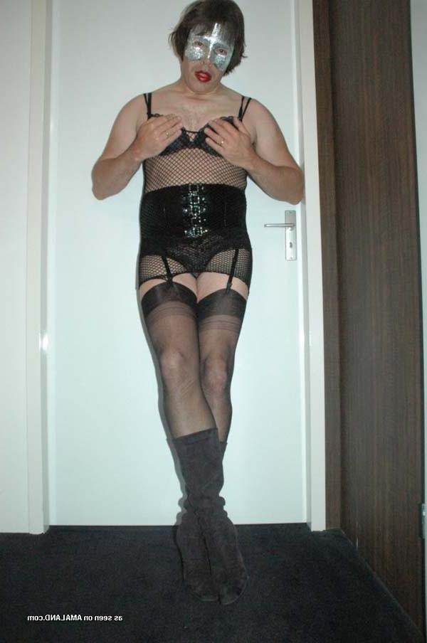 16P Photo compilation of a nasty gay dude in black lingerie 