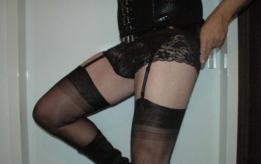 16P Photo compilation of a nasty gay dude in black lingerie 