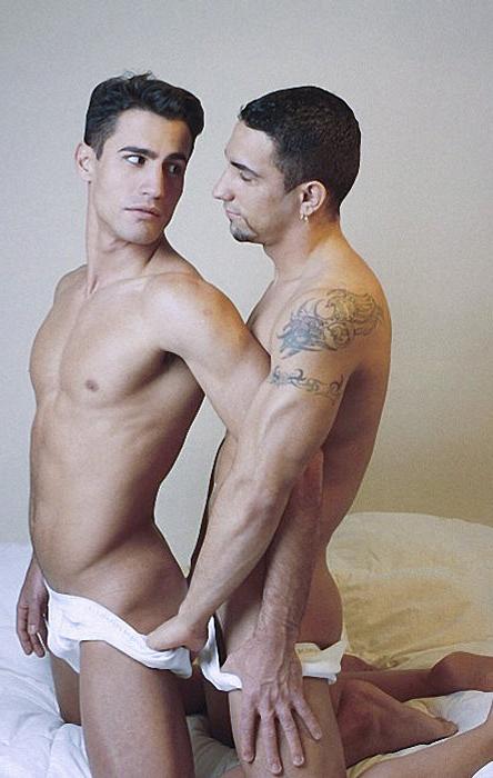 20P Two smooth latino muscle knights enjoy each other for camera